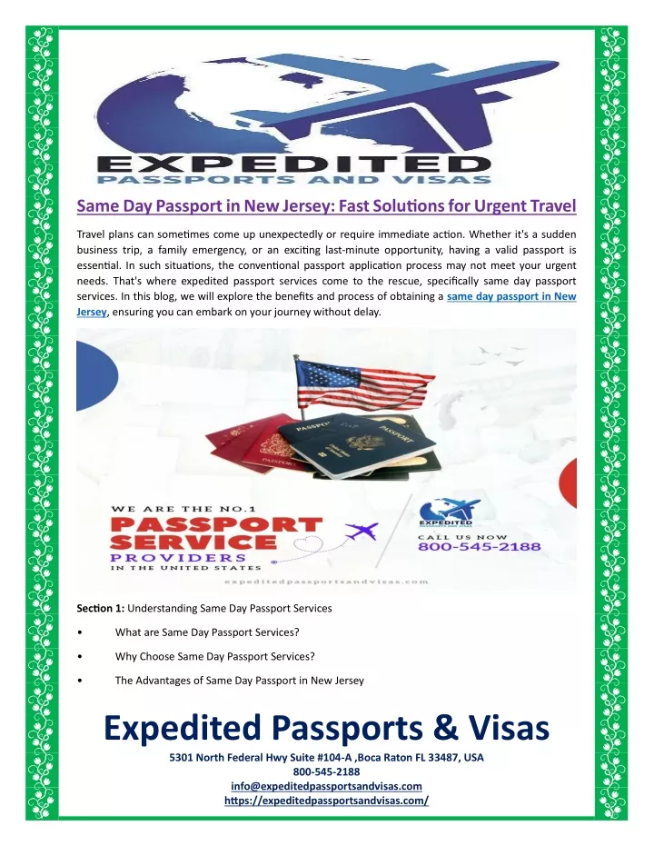 PPT Same Day Passport in New Jersey Fast Solutions for Urgent Travel