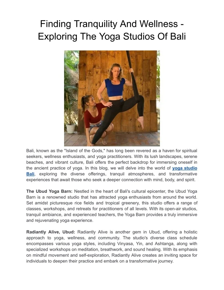 PPT Finding Tranquility And Wellness Exploring The Yoga Studios Of