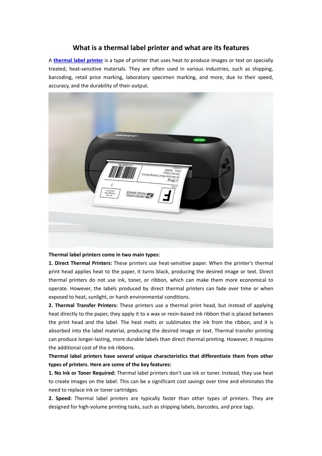 What Is A Thermal Label Printer