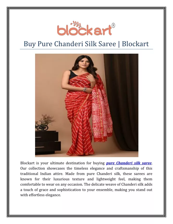 PPT - Buy Pure Chanderi Silk Saree | Blockart PowerPoint Presentation, free download - ID:12221756
