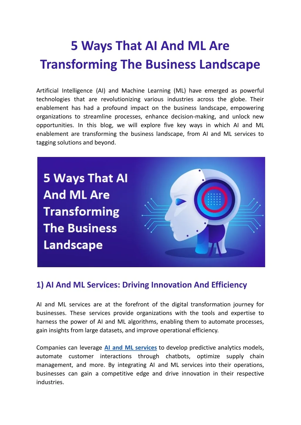 PPT - 5 Ways That AI And ML Are Transforming The Business Landscape ...