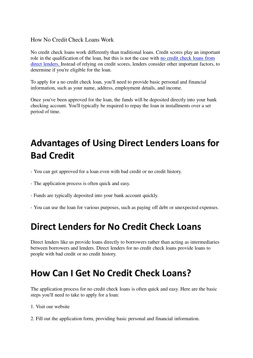 PPT - No Credit Check Loans from Direct Lenders - CashAmericaToday PowerPoint Presentation - ID:12226406