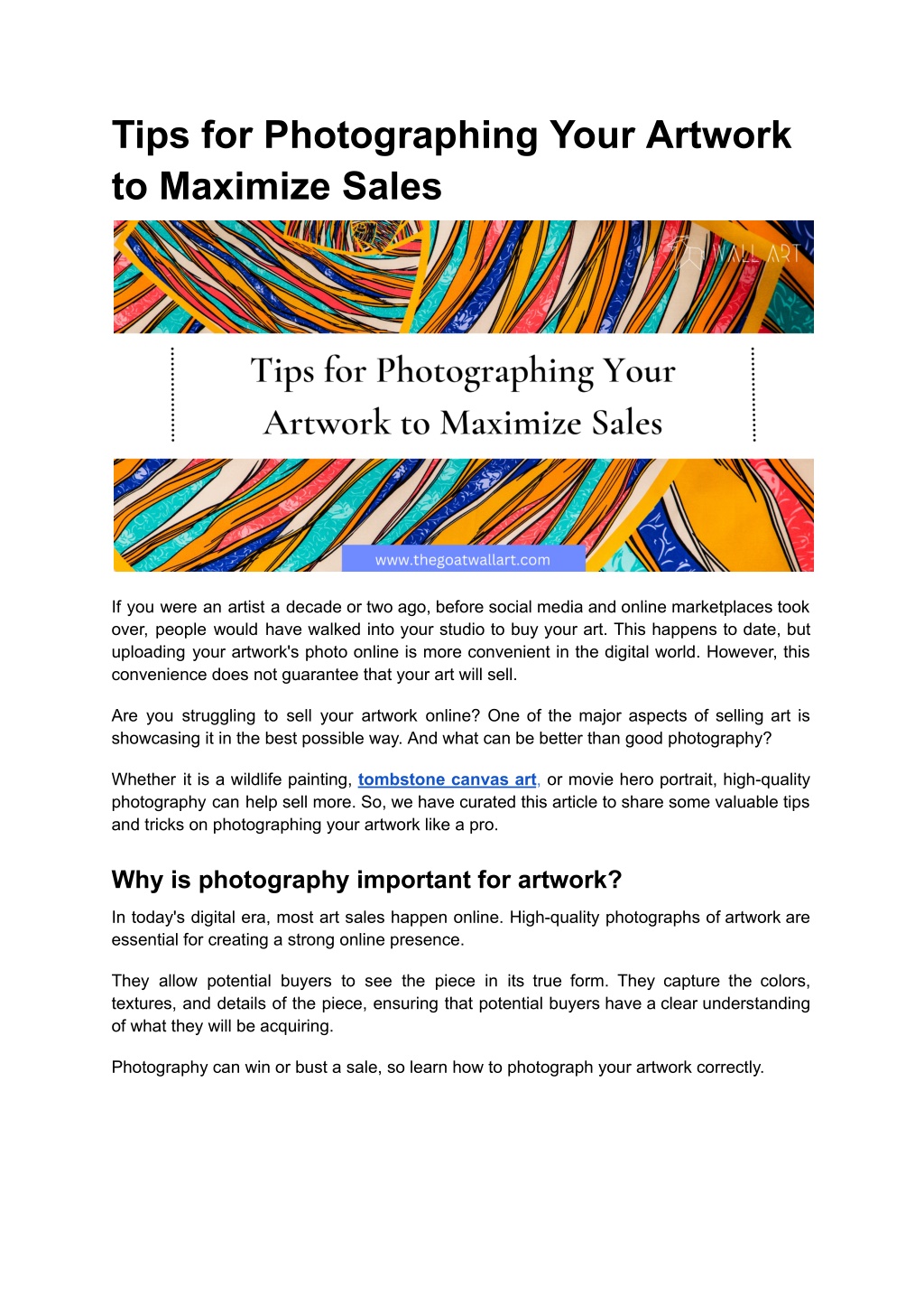 PPT - Tips for Photographing Your Artwork to Maximize Sales