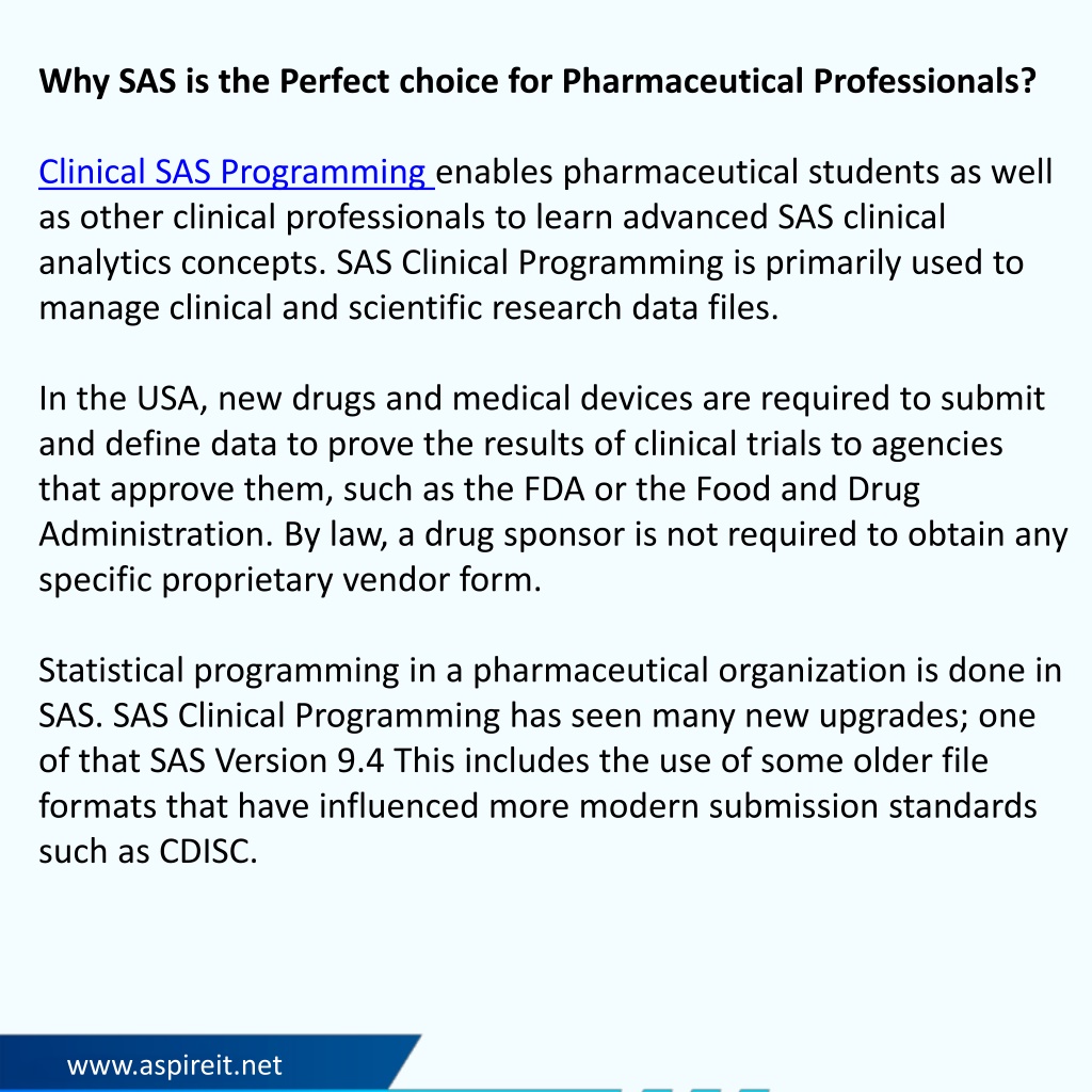 PPT SAS Clinical Trials Programmer Certification Why SAS is the