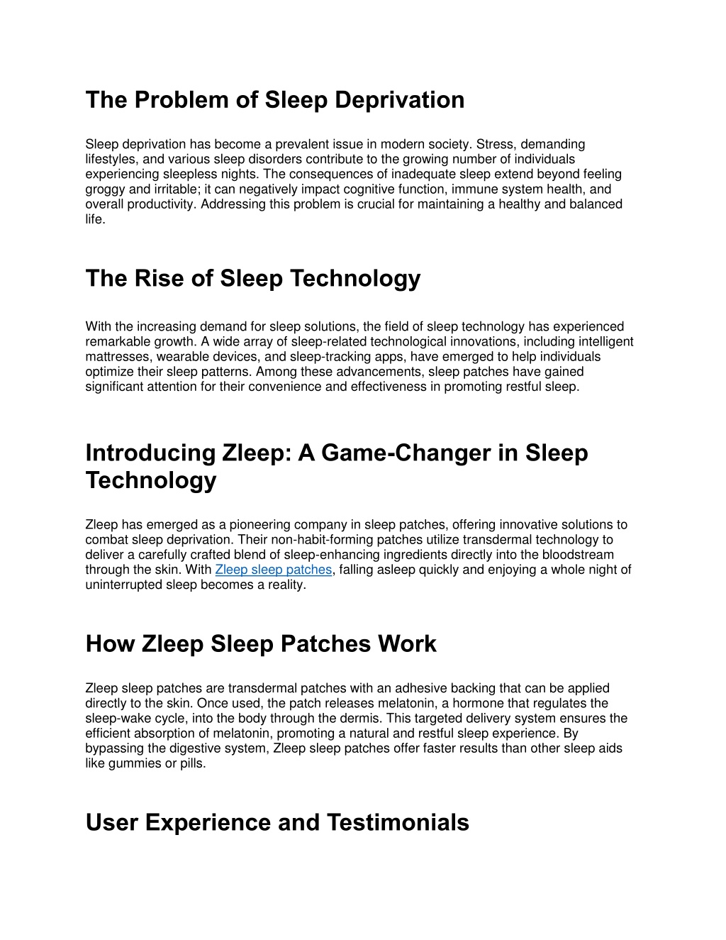 PPT - Zleep Pioneers in the Field of Sleep Patches PowerPoint ...