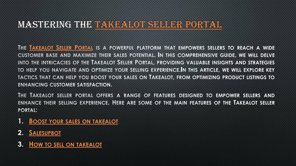 PPT - Mastering The Takealot Seller Portal PowerPoint Presentation ...