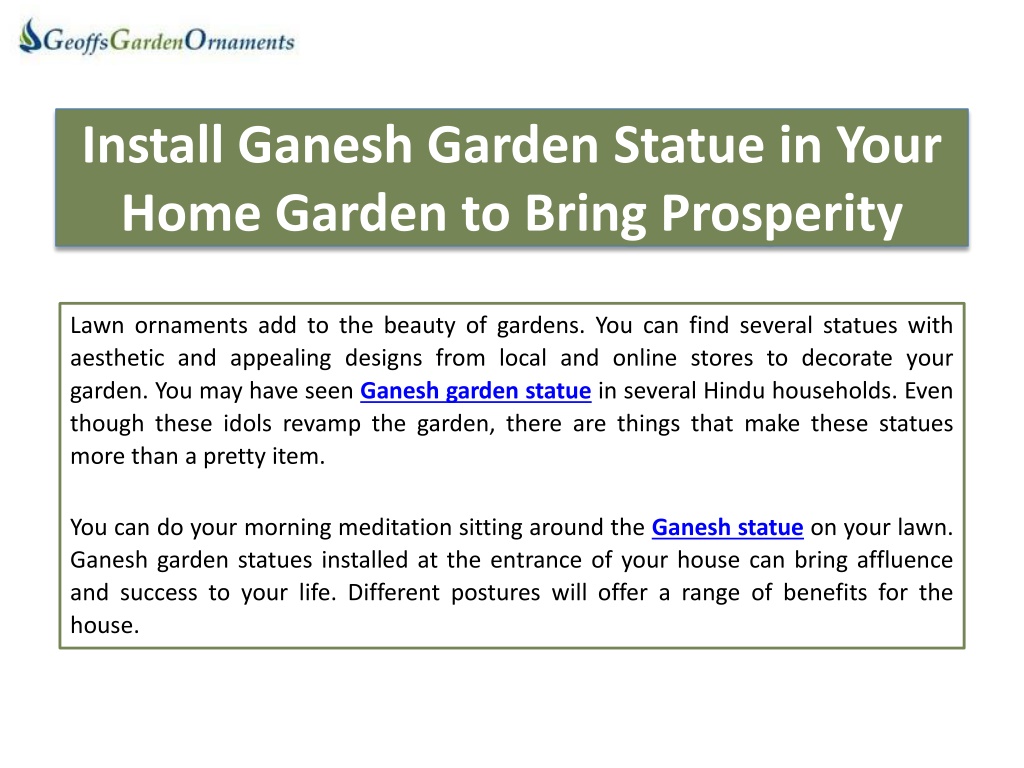 PPT - Install Ganesh Garden Statue in Your Home Garden to Bring ...
