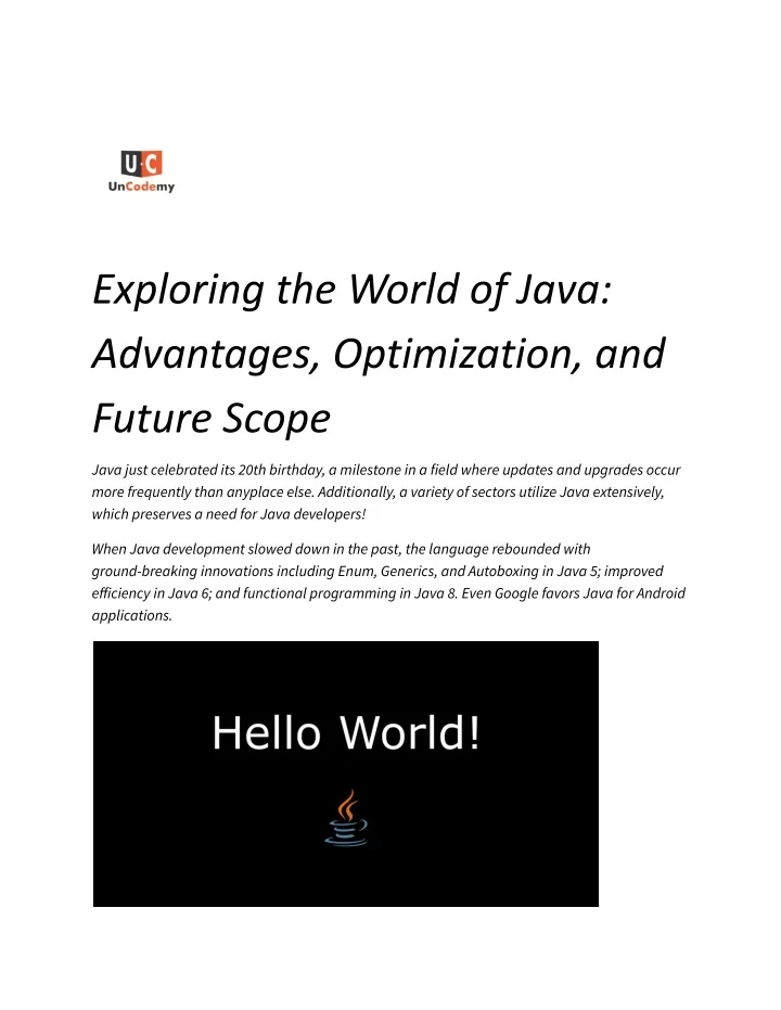 PPT - Exploring the World of Java_ Advantages, Optimization, and Future ...