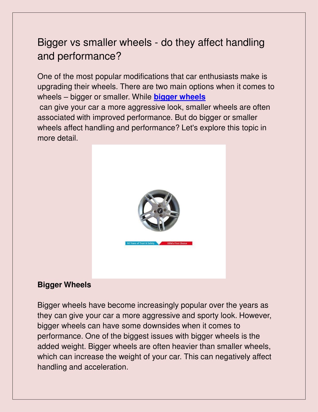 PPT Bigger vs smaller wheels do they affect handling and performance? PowerPoint