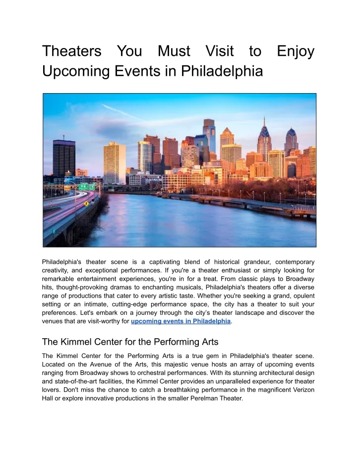 PPT Exciting Events in Philadelphia Discover the City's