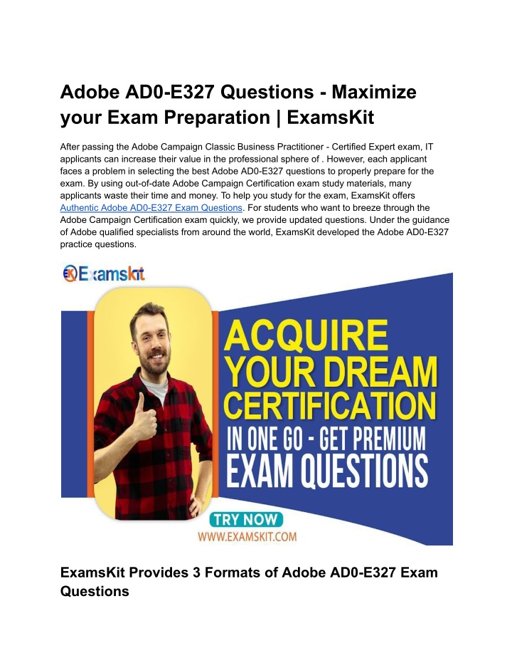 PPT - Adobe AD0-E327 Questions - Maximize Your Exam Preparation ...