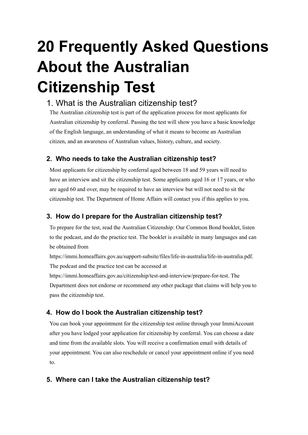 PPT 20 Frequently Asked Questions About the Australian Citizenship