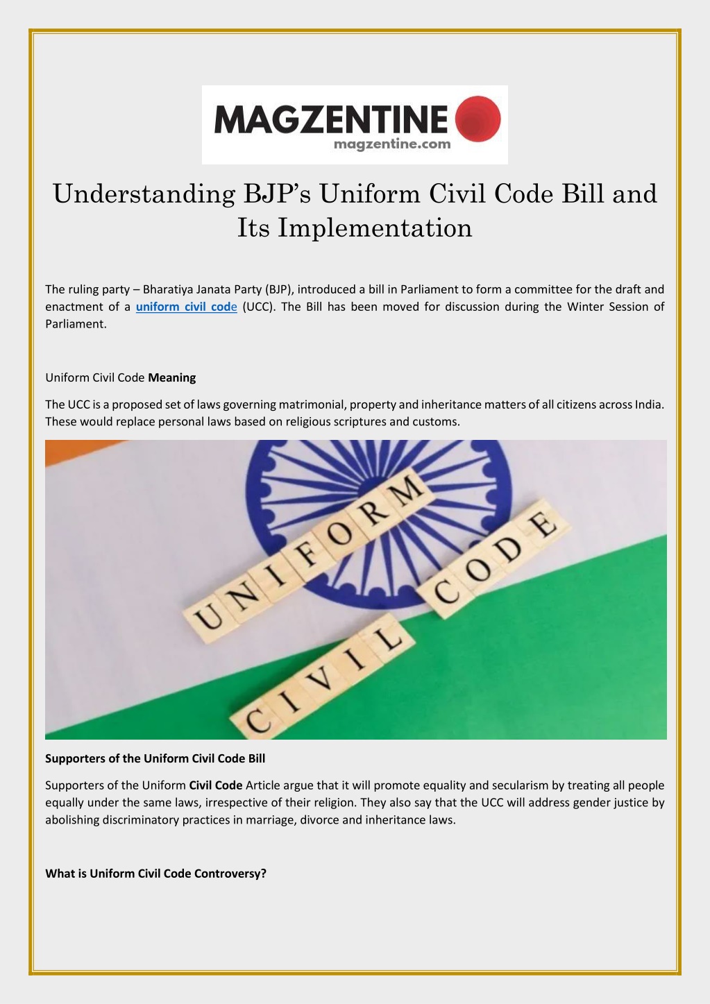 PPT Understanding BJP’s Uniform Civil Code Bill and Its