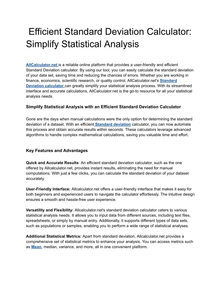 PPT Efficient Standard Deviation Calculator_ Simplify Statistical