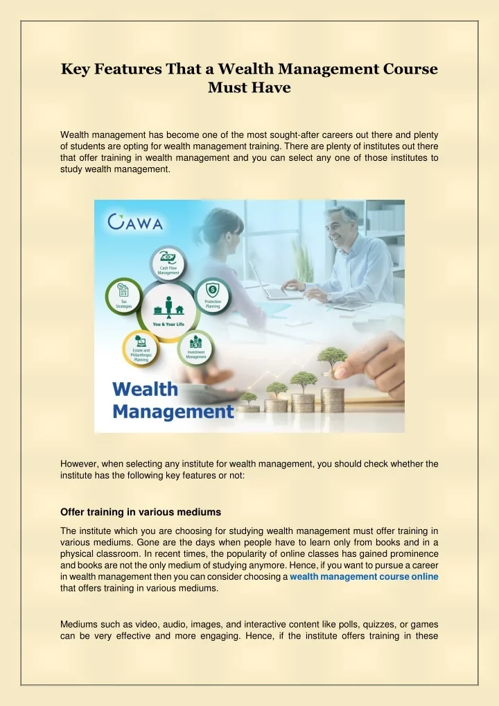 Wealth Management Training Program PPT - Key Features That a Wealth Management Course Must Have PowerPoint ...