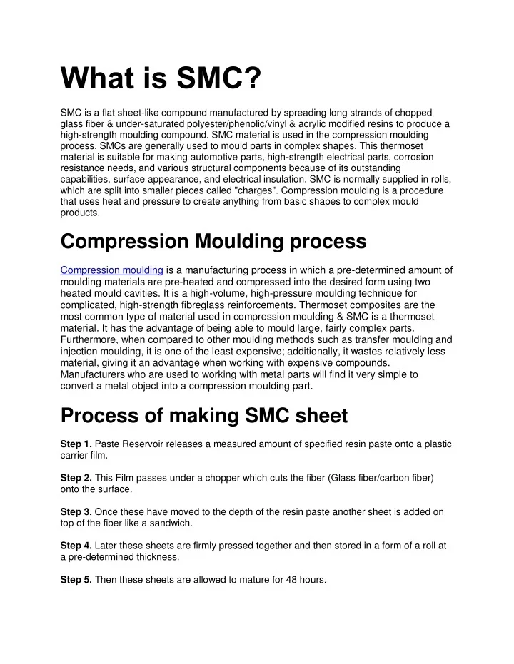 PPT Sheet molding compound process & Compression Molding PowerPoint
