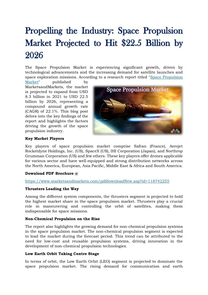 PPT Propelling the Industry Space Propulsion Market Projected to