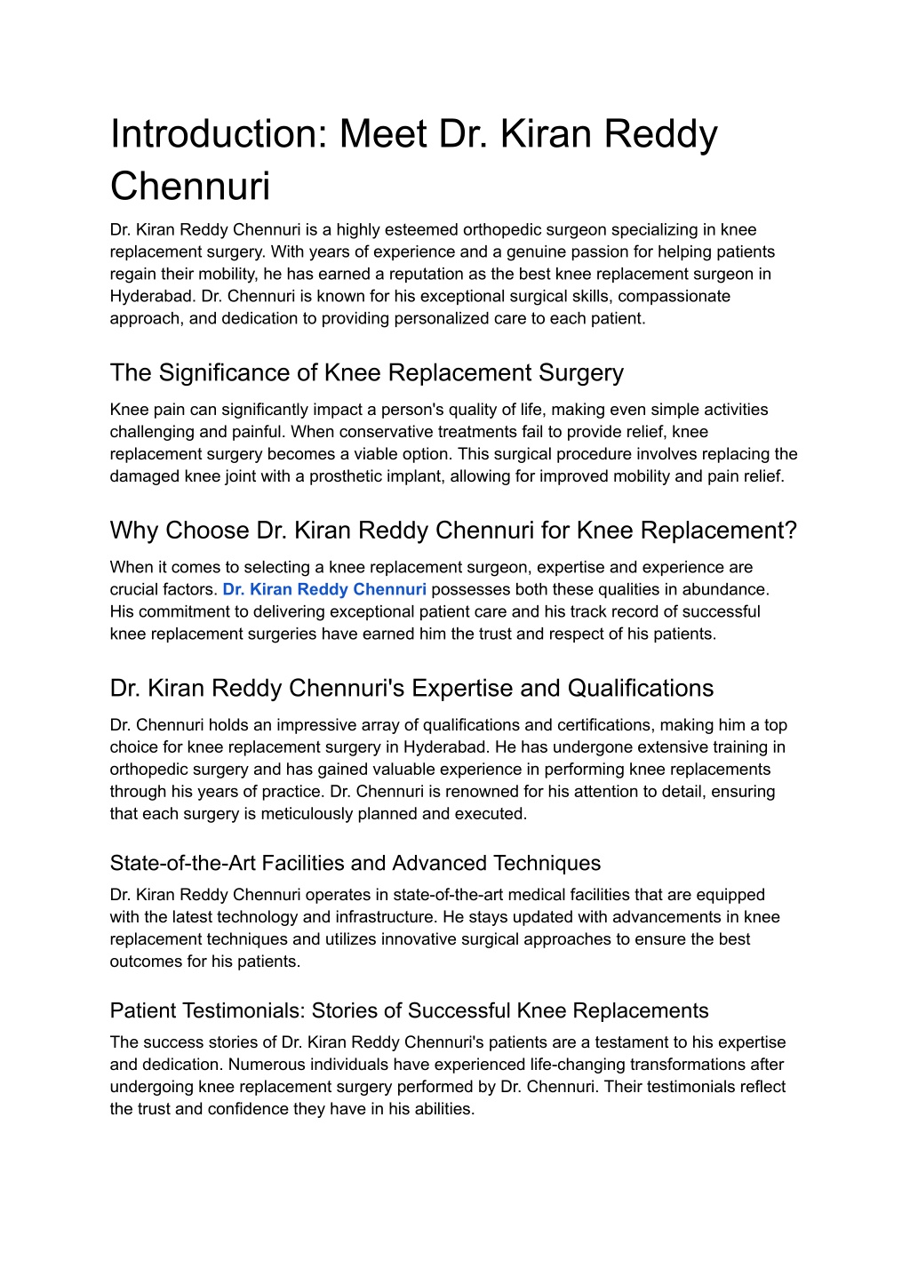 Ppt Best Knee Replacement Surgeon In Hyderabad Dr Kiran Reddy Chennuri Powerpoint