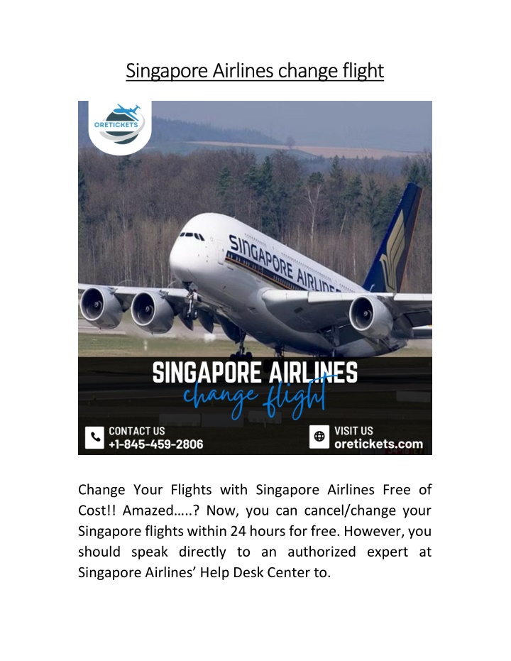 PPT Singapore Airlines change flight 18454592806 PowerPoint