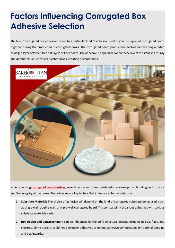PPT - Factors Influencing Corrugated Box Adhesive Selection PowerPoint ...