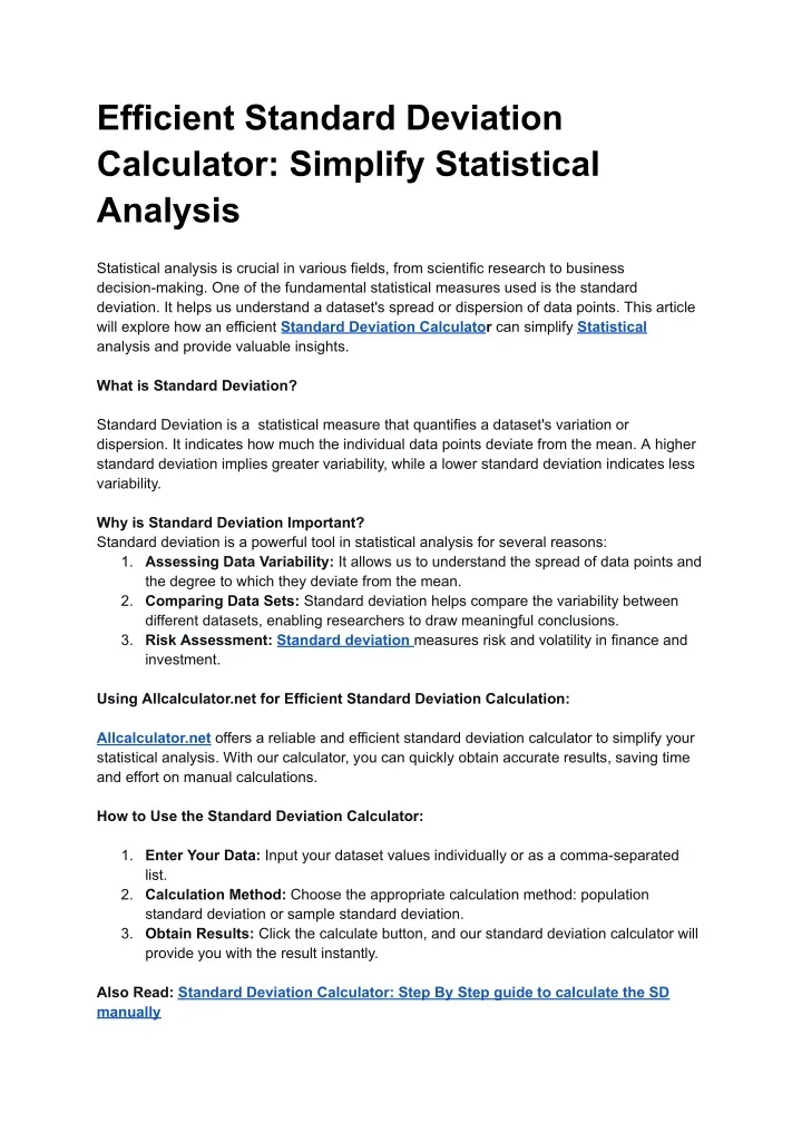 PPT Efficient Standard Deviation Calculator_ Simplify Statistical