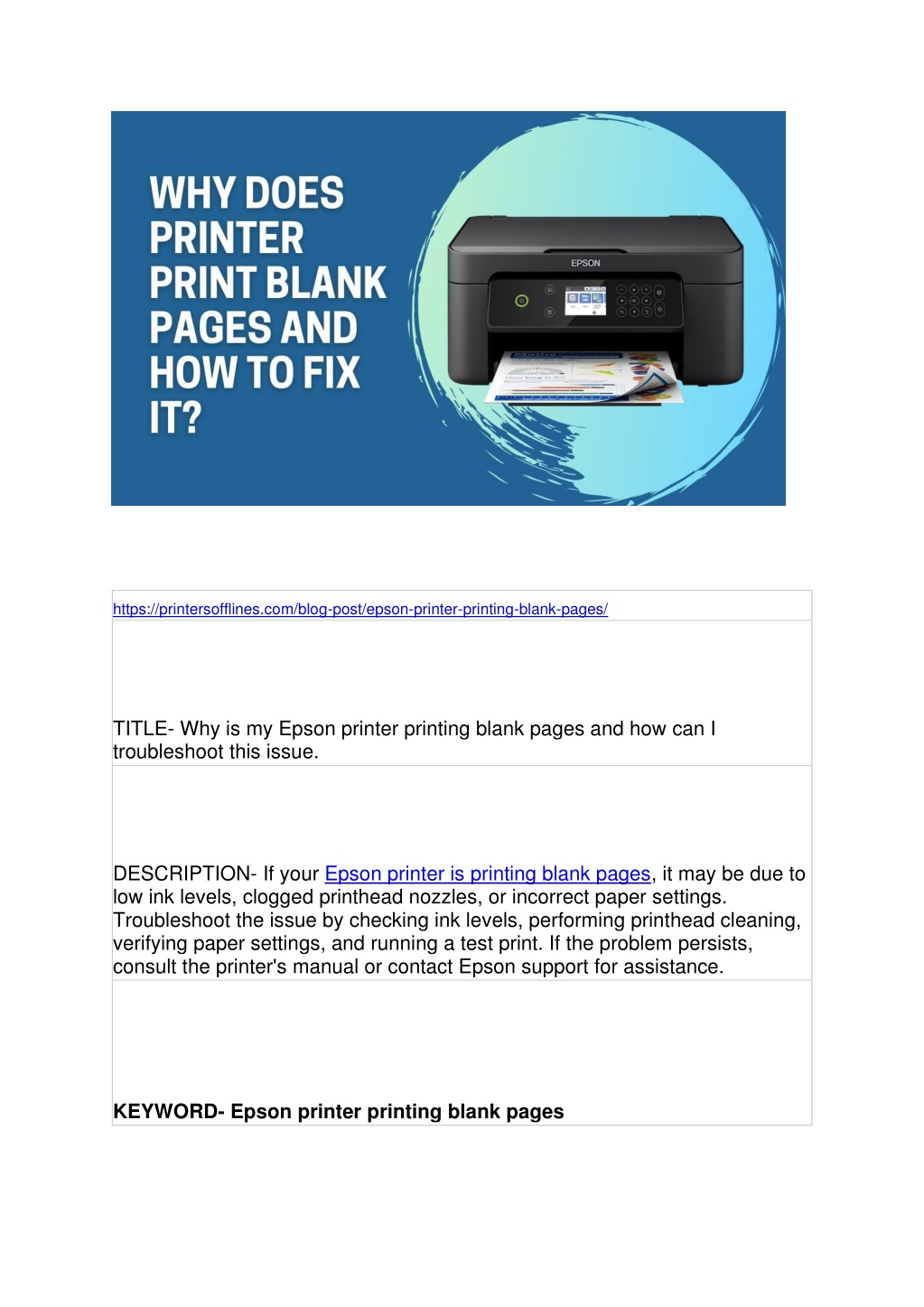 PPT - Why Is My Epson Printer Printing Blank Pages And How Can I ...