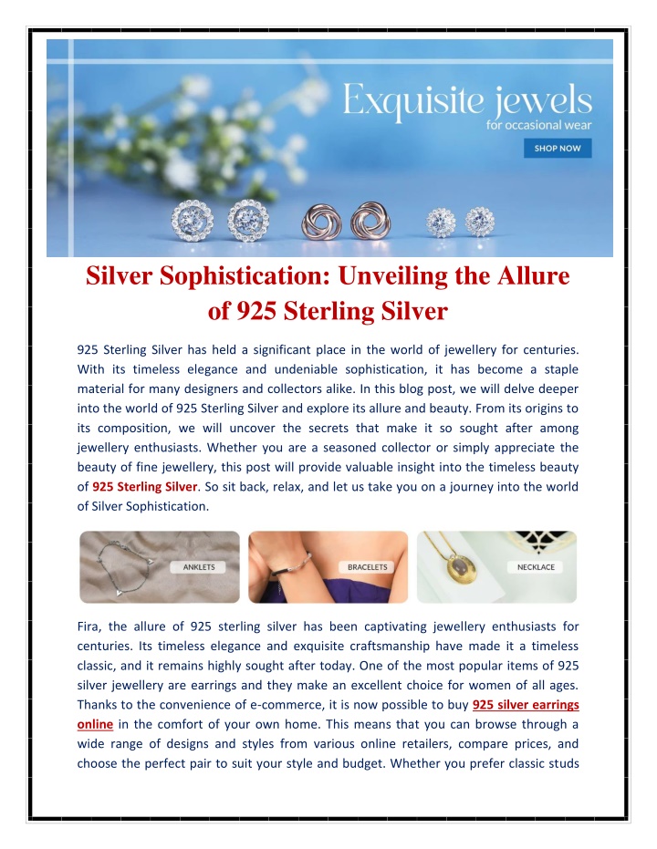 PPT - Silver Sophistication Unveiling the Allure of 925 Sterling Silver 