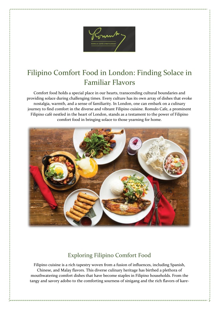 PPT - Filipino Restaurant London RomuloCafe.co.uk PowerPoint ...