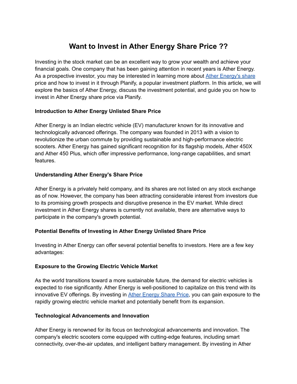 PPT Want to Invest in Ather Energy Share Price PowerPoint