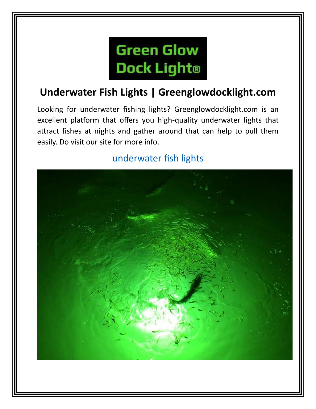 PPT - Underwater Fish Lights Greenglowdocklight PowerPoint