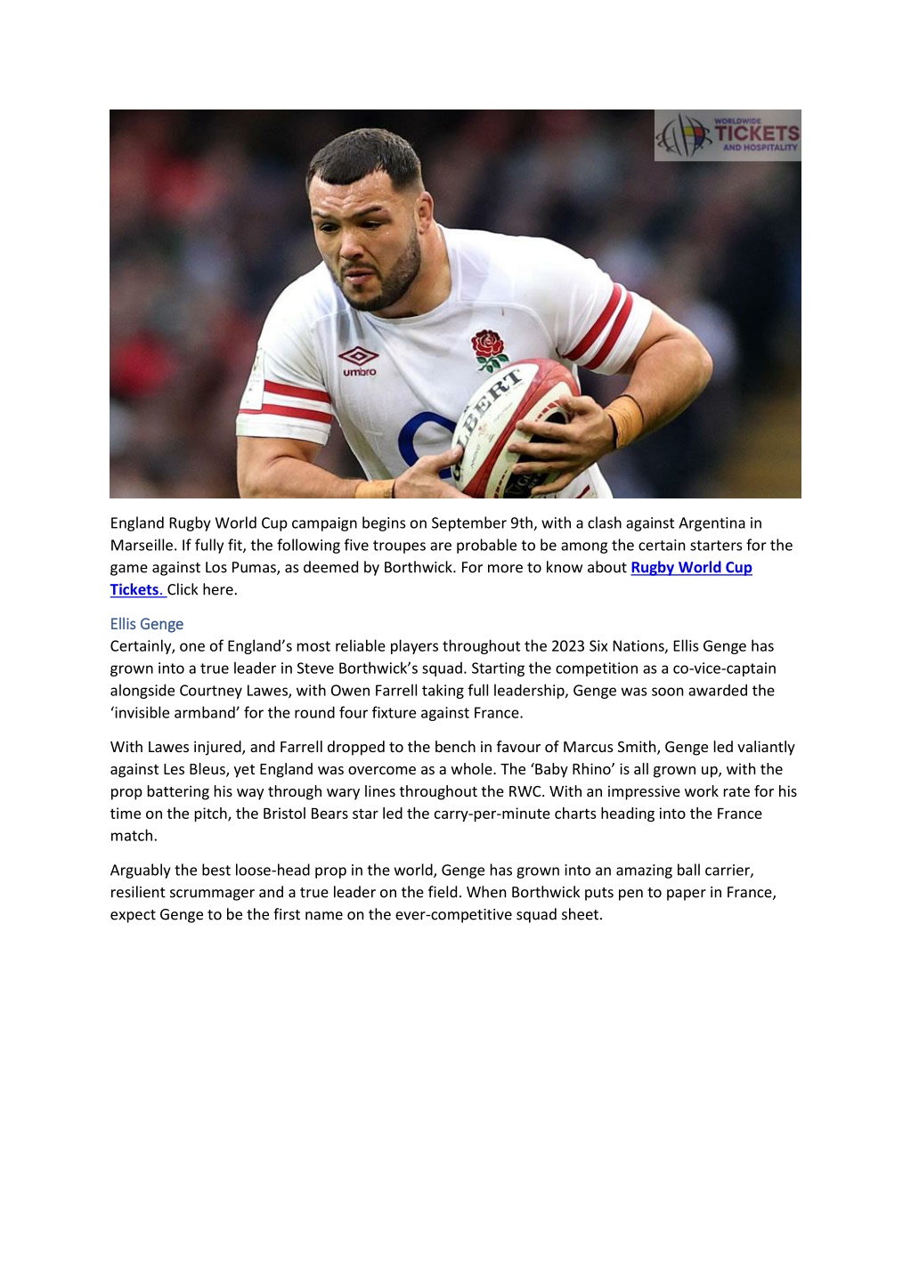 PPT - England Rugby World Cup England assumes players to be fit for RWC ...