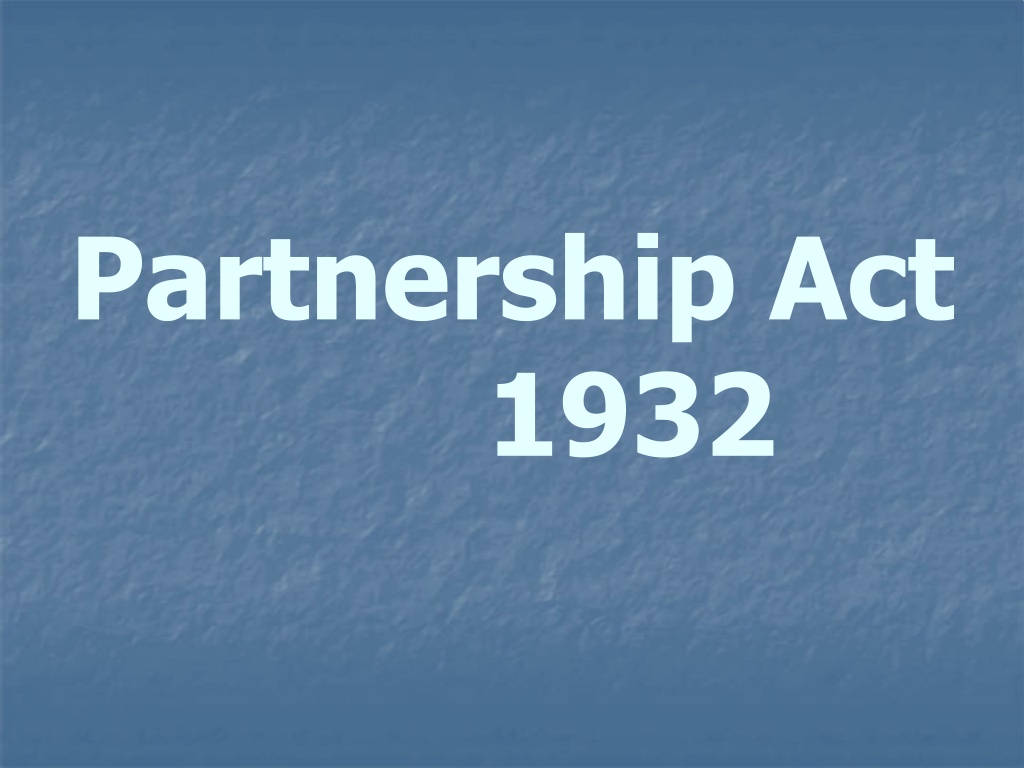 partnership act 1932 case study