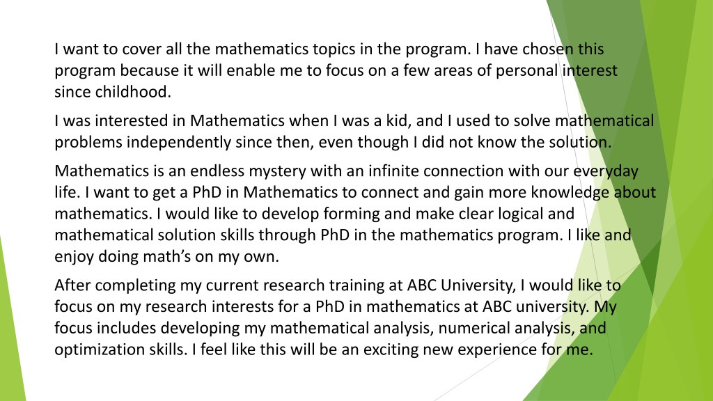 how to write sop for phd in mathematics