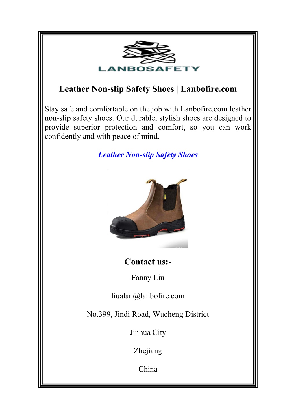 PPT - Leather Non-slip Safety Shoes Lanbofire.com PowerPoint ...