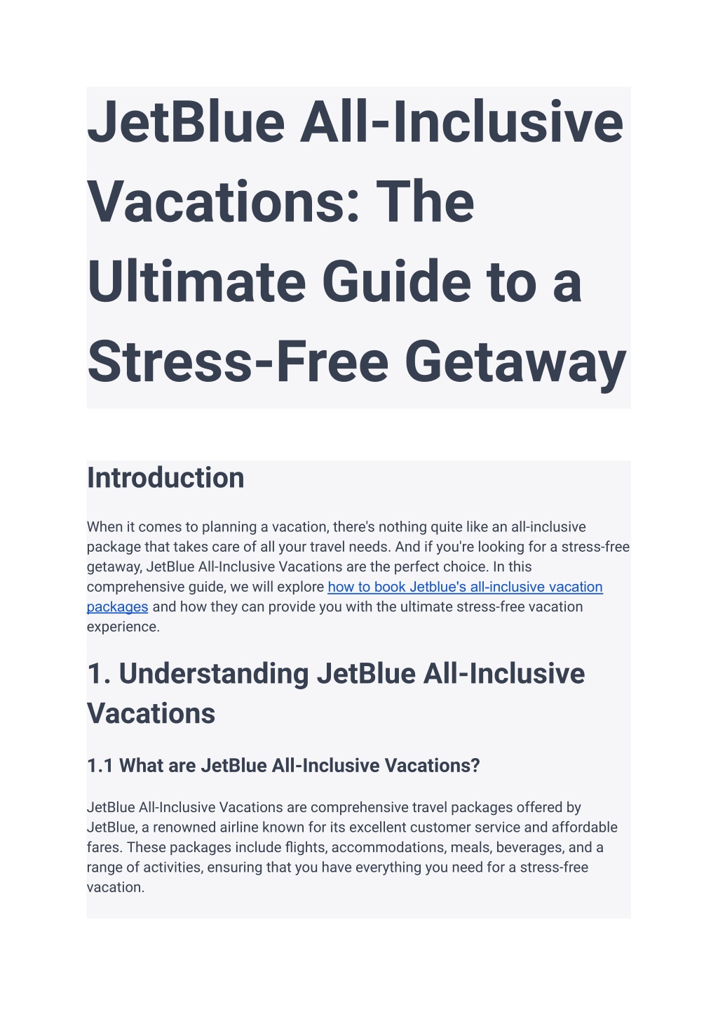 PPT - JetBlue All-Inclusive Vacations_ The Ultimate Guide to a Stress-Free Getaway PowerPoint 