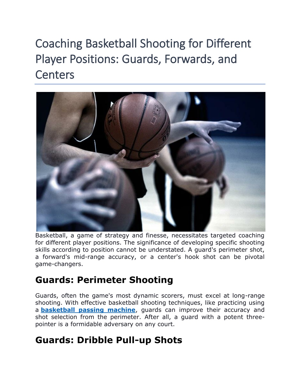 PPT Coaching Basketball Shooting for Different Player Positions