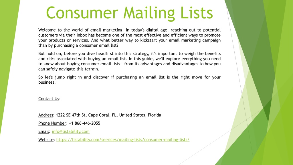 Ppt Consumer Mailing Lists Powerpoint Presentation Free Download
