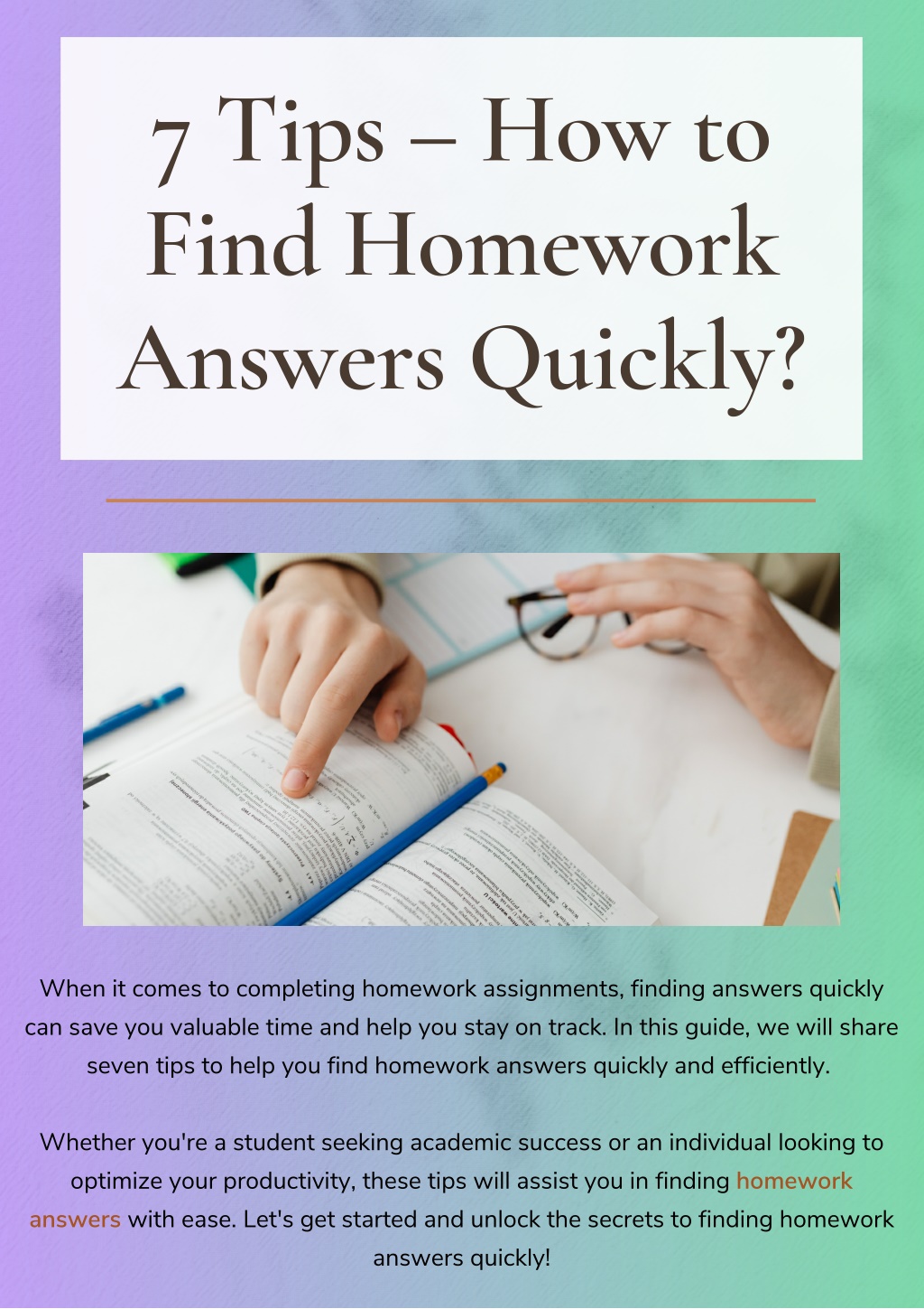 where to find homework answer