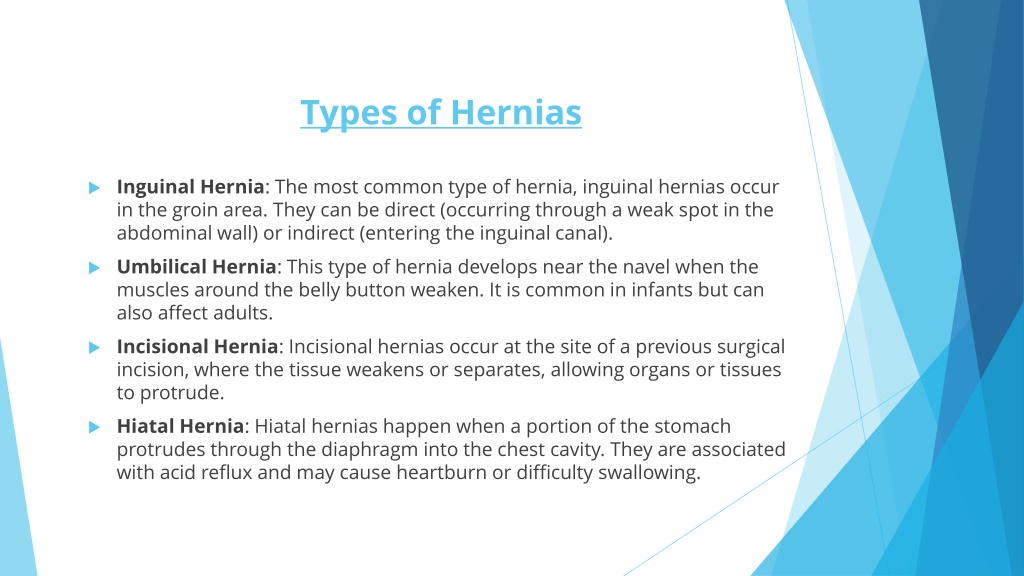 Ppt Hernias Types Symptoms And Laparoscopic Repair Powerpoint