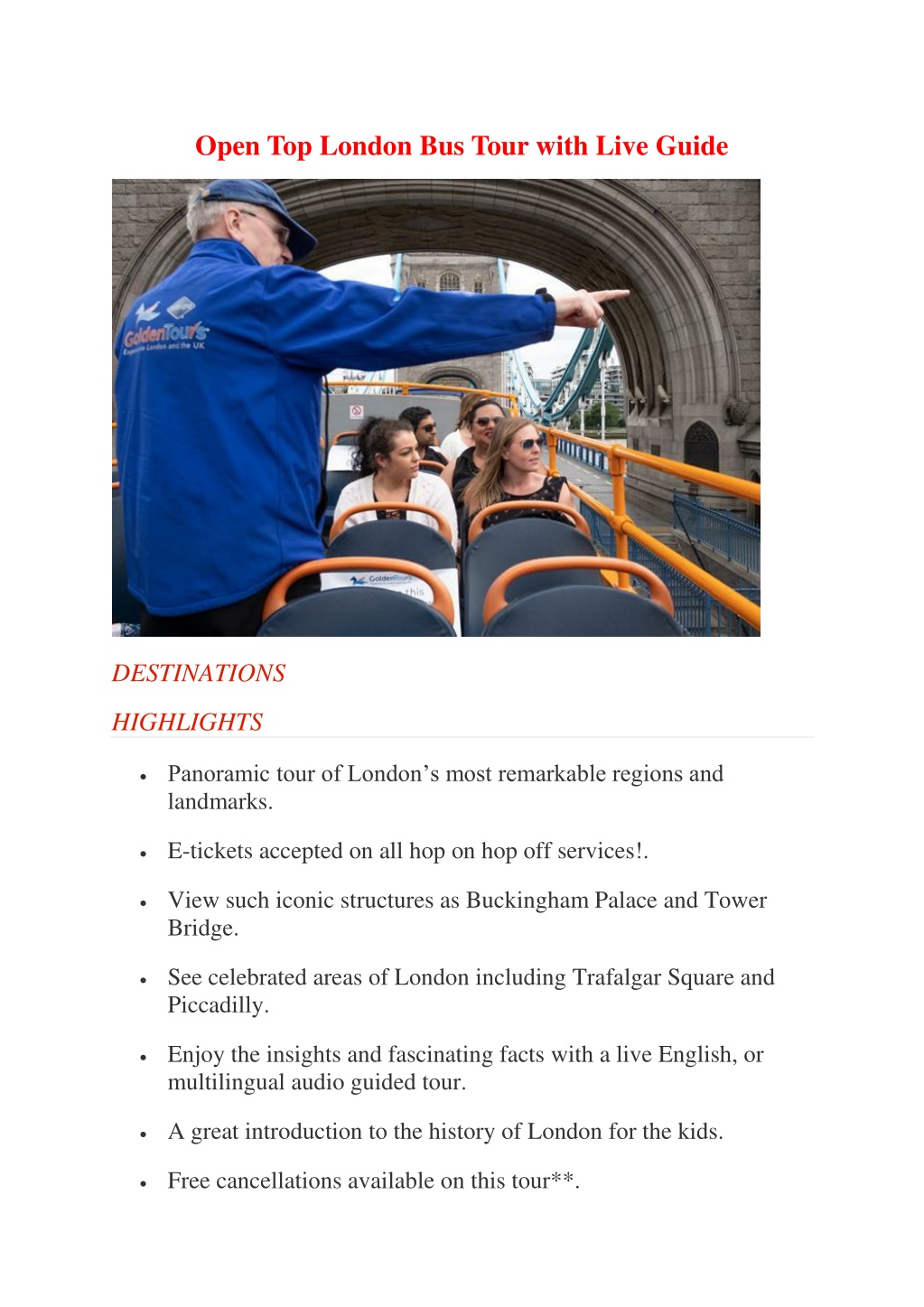 london bus tour live guide