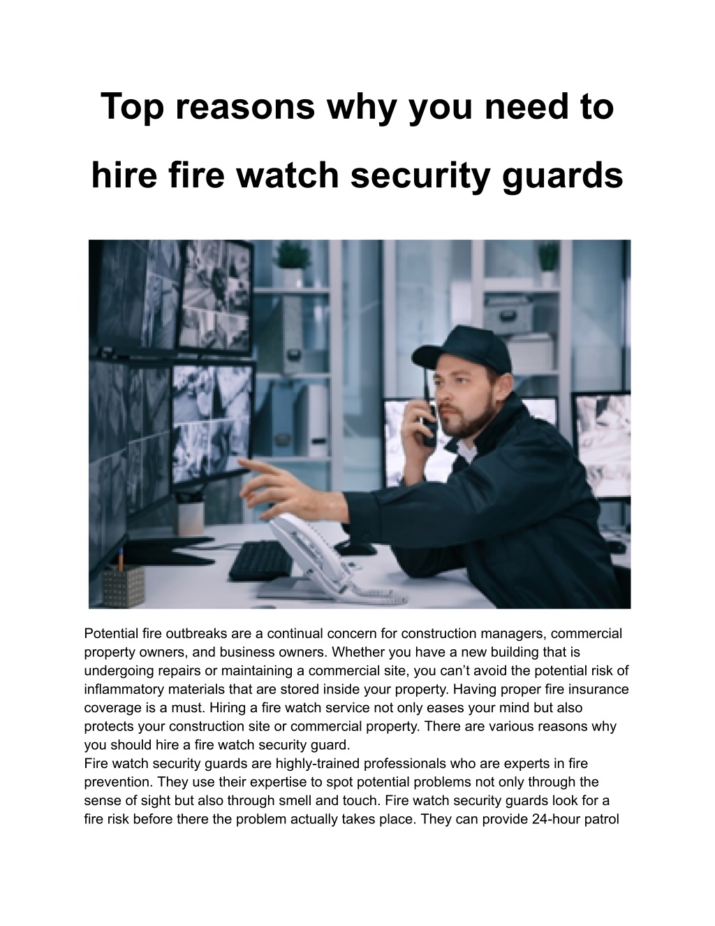 PPT - Top Reasons Why You Need To Hire Fire Watch Security Guards ...