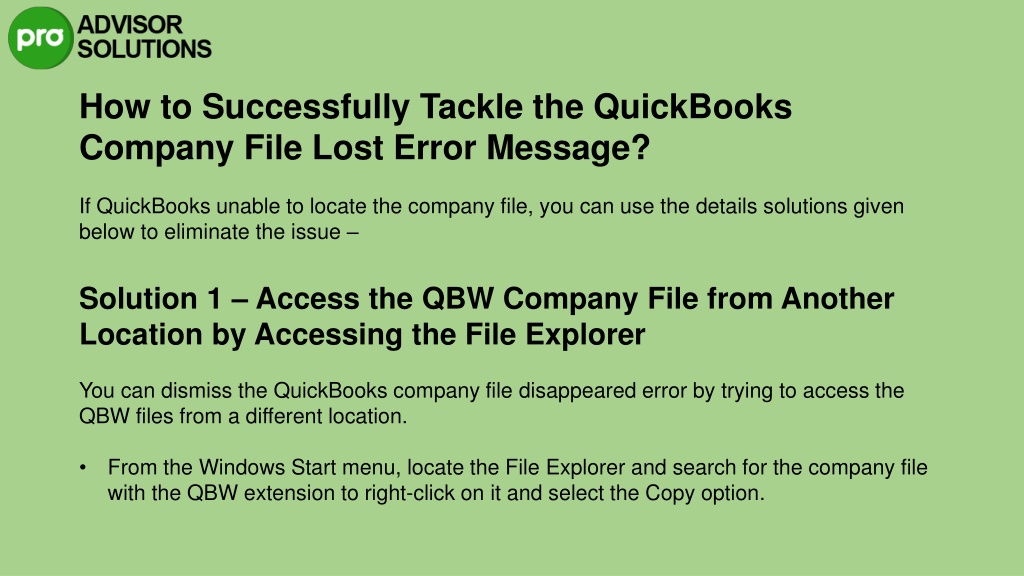 Ppt An Effective Guide To Fix Quickbooks Company File Not Found