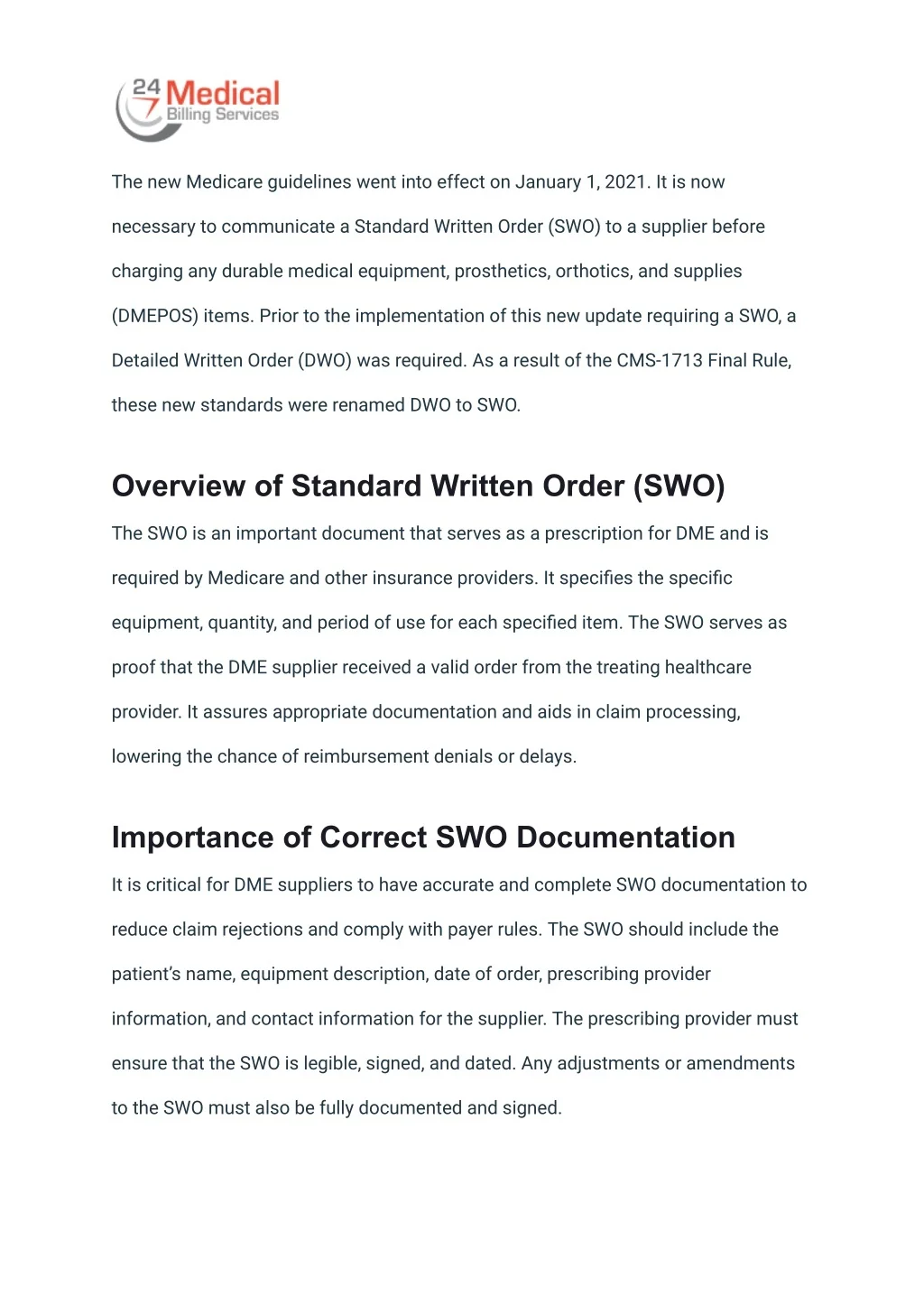 Standard Written Order Swo Code PPT - Complying with Payer-Specific SWO Requirements in DME Billing ...