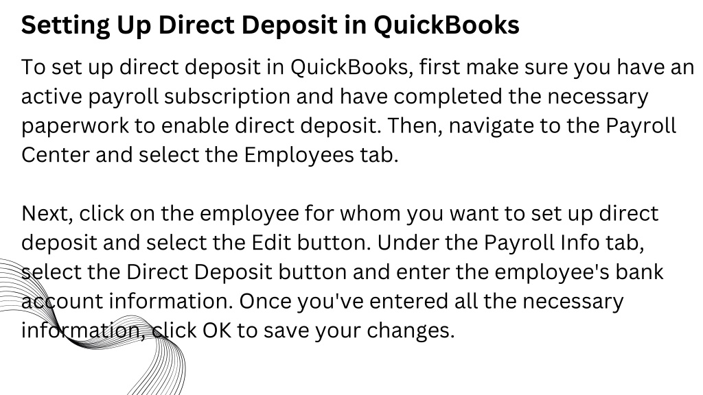 PPT Step By Step Guide To Setup QuickBooks Payroll Direct Deposit   Setting Up Direct Deposit In Quickbooks L 