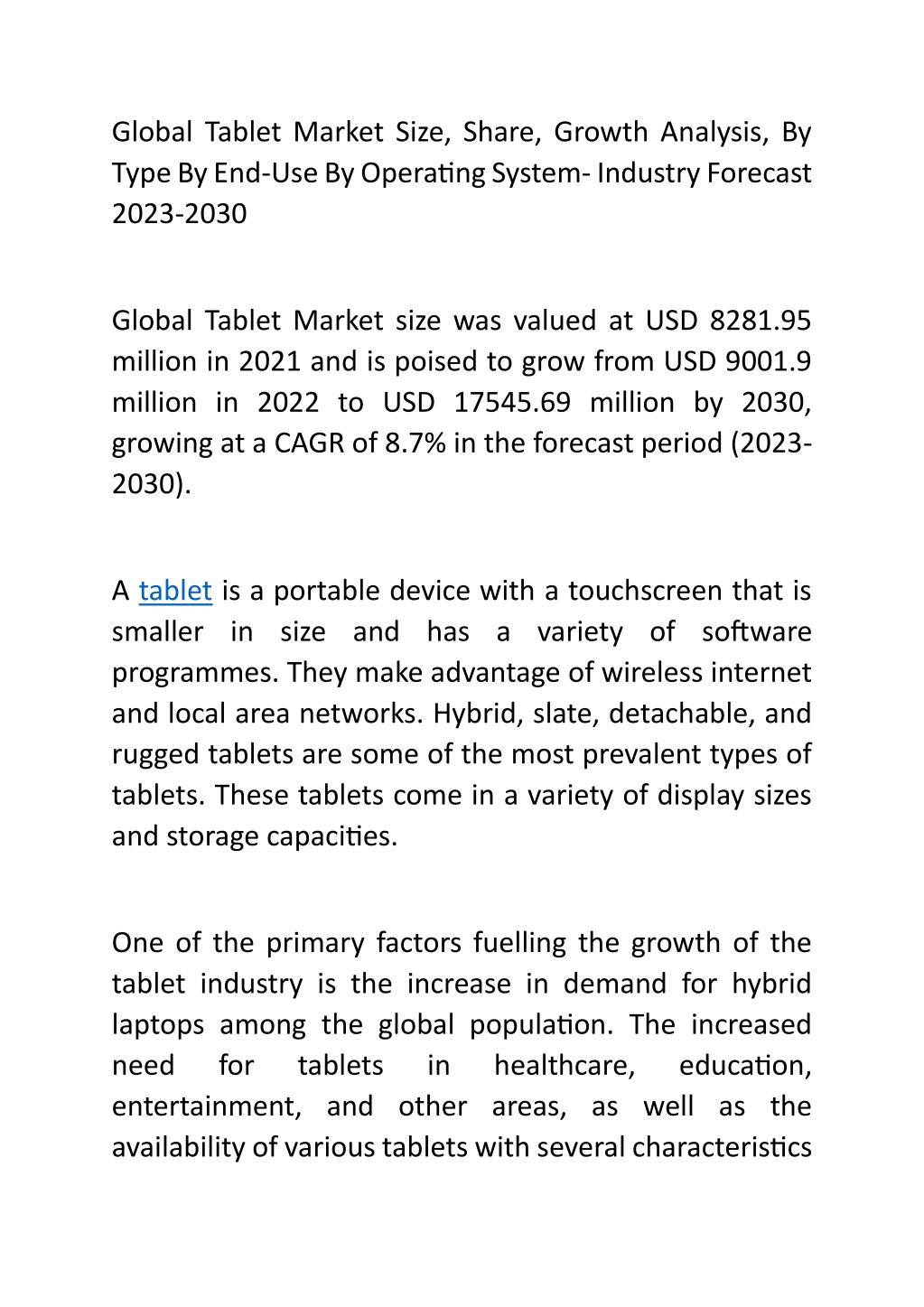 PPT - Global Tablet Market Size PowerPoint Presentation, free download ...