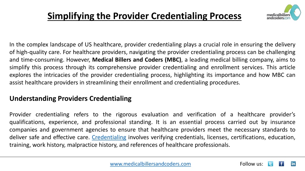 PPT - Simplifying the Provider Credentialing Process PowerPoint ...