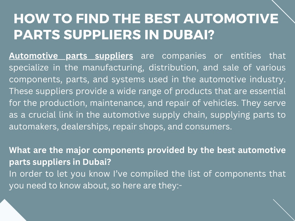 PPT - Best Automotive parts suppliers in Dubai PowerPoint Presentation ...