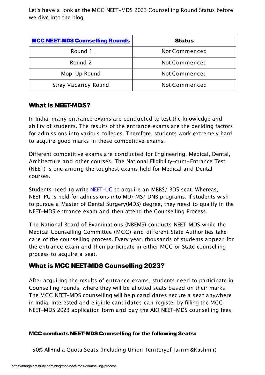 PPT MCC NEET MDS Counselling Process, Know More PowerPoint