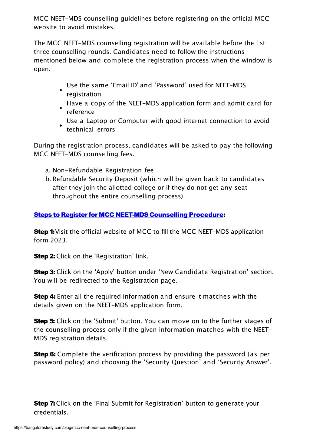 PPT MCC NEET MDS Counselling Process, Know More PowerPoint