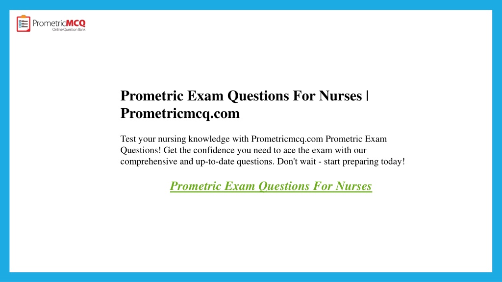 research questions in prometric exam for nurses